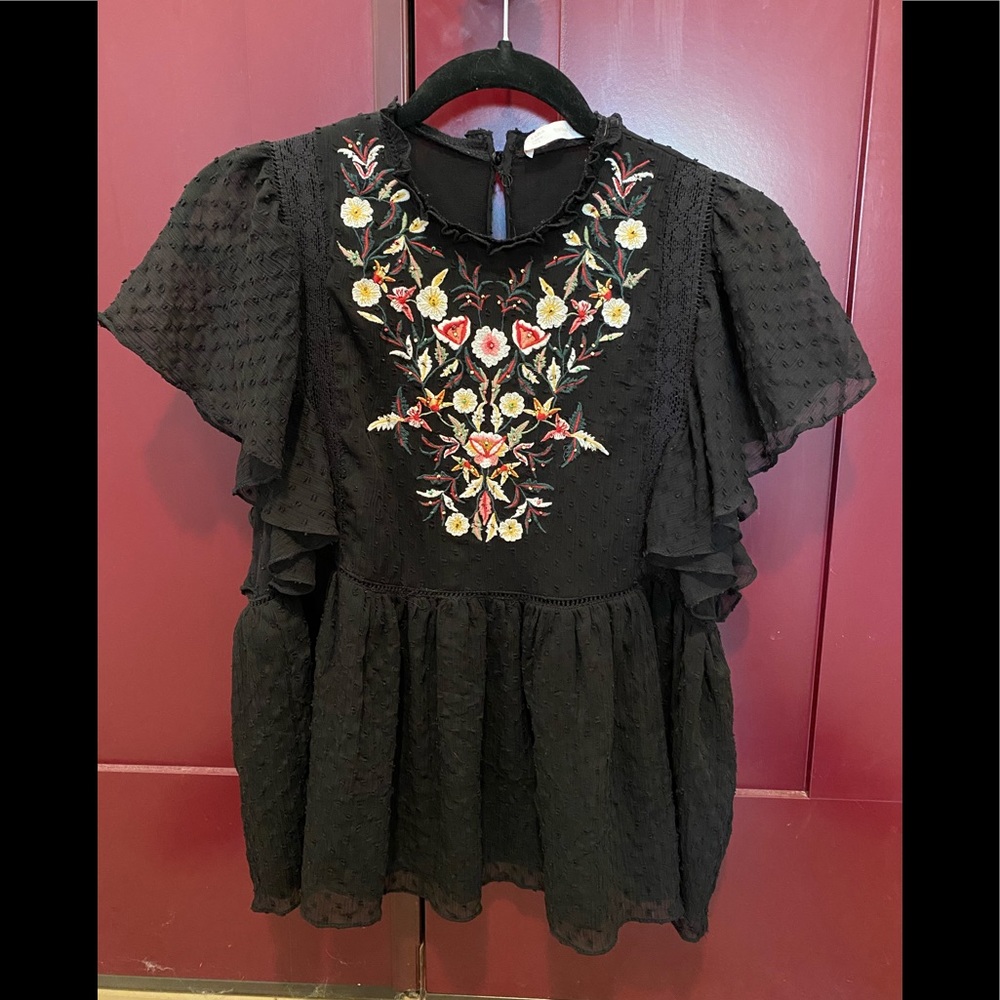 ZARA embroidered blouse/top